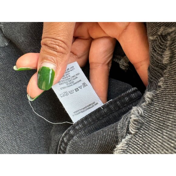 Free People Moonchild distressed‎ Shirt Jacket denim jean Black oversized Sz XS - Picture 9 of 9